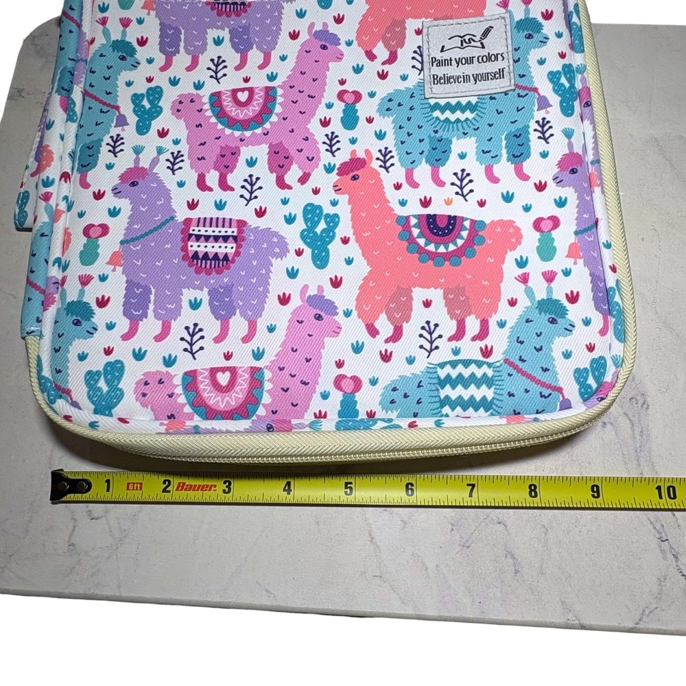 Llama Print Multi Layer High Capacity Colored Pencil Case Art Organizer Bag - Picture 8 of 9